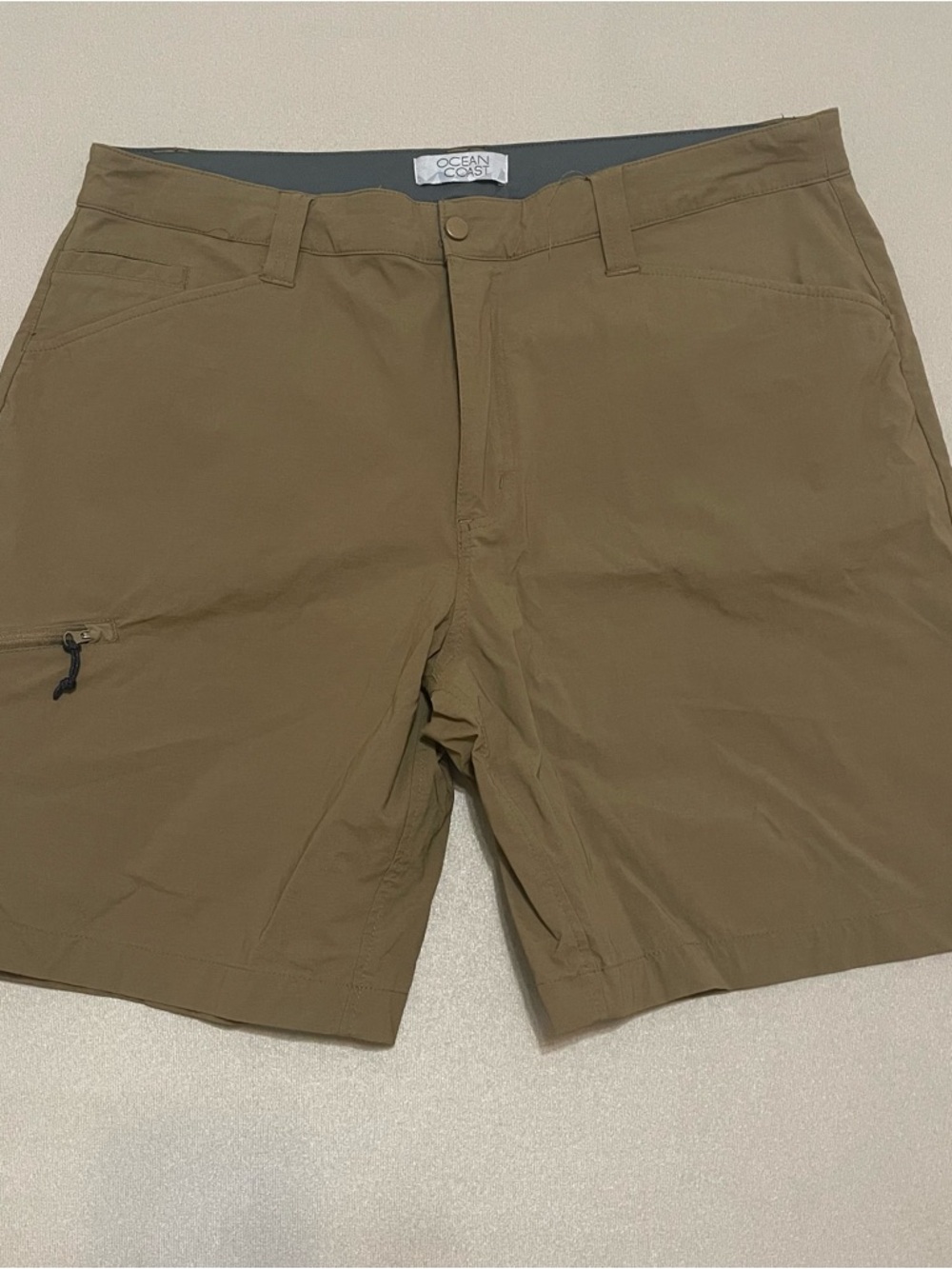 Ocean Coast Men's 36 Flat Front Travel Shorts tan hiking outdoors lightweight
